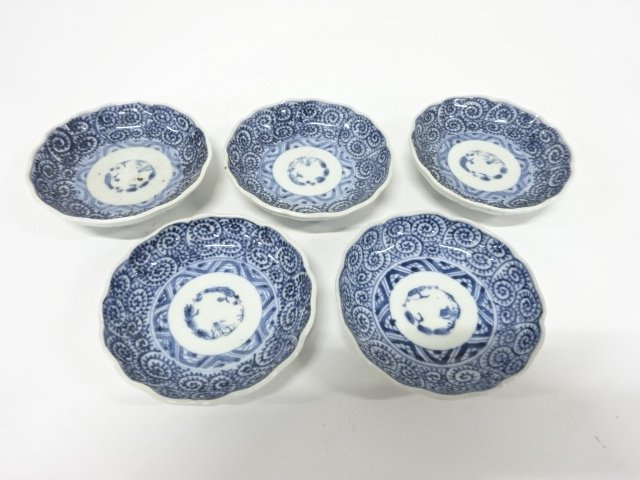 Ko-Imari, octopus arabesque, small dish, 5 plates